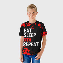 Футболка детская Eat Sleep GTA Repeat - Брызги, цвет: 3D-принт — фото 2