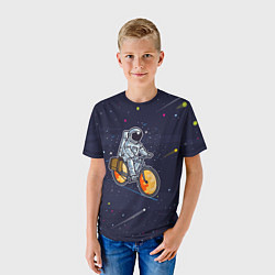 Футболка детская Космонавт на велосипеде, цвет: 3D-принт — фото 2