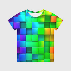 Футболка детская РАЗНОЦВЕТНЫЕ КУБИКИ MULTICOLORED CUBES, цвет: 3D-принт