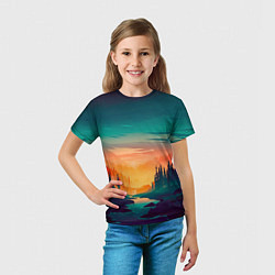 Футболка детская Лес на закате природа, цвет: 3D-принт — фото 2