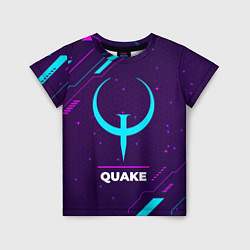 Футболка детская Символ Quake в неоновых цветах на темном фоне, цвет: 3D-принт