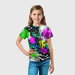 Футболка детская Разноцветные пятна краски на черном фоне, цвет: 3D-принт — фото 2