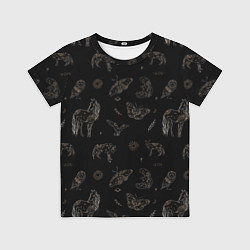 Футболка детская Мистические животные волк птица бабочка лошадь, цвет: 3D-принт