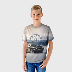 Футболка детская Toyota Land Cruiser 200 в зимнем лесу Winter fores, цвет: 3D-принт — фото 2
