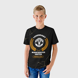 Футболка детская Лого Manchester United и надпись Legendary Footbal, цвет: 3D-принт — фото 2
