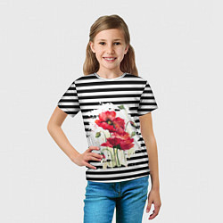 Футболка детская Red poppies Акварельные цветы, цвет: 3D-принт — фото 2
