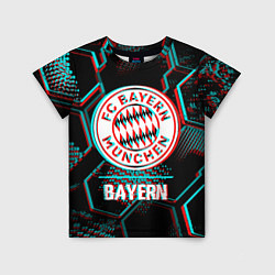 Футболка детская Bayern FC в стиле Glitch на темном фоне, цвет: 3D-принт