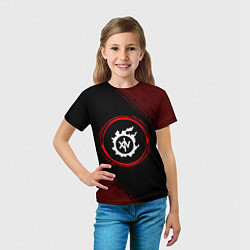 Футболка детская Символ Final Fantasy и краска вокруг на темном фон, цвет: 3D-принт — фото 2
