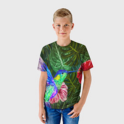 Футболка детская Колибри живопись, цвет: 3D-принт — фото 2