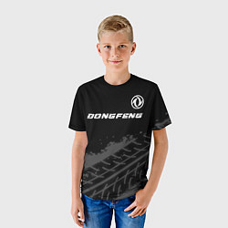 Футболка детская Dongfeng Speed на темном фоне со следами шин, цвет: 3D-принт — фото 2