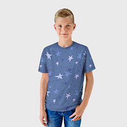 Футболка детская Gray-Blue Star Pattern, цвет: 3D-принт — фото 2