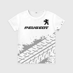 Футболка детская Peugeot Speed на светлом фоне со следами шин, цвет: 3D-принт