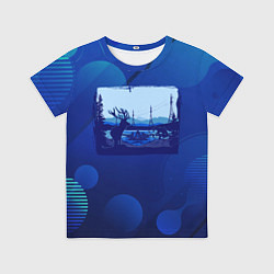 Футболка детская Лось на фоне города, цвет: 3D-принт