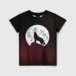 Футболка детская Волк и луна Wolf and moon, цвет: 3D-принт