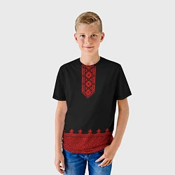 Футболка детская Черная славянская рубаха, цвет: 3D-принт — фото 2