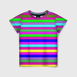 Футболка детская Multicolored neon bright stripes, цвет: 3D-принт