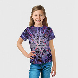 Футболка детская Неоновый абстрактный коридор - Фиолетовый, цвет: 3D-принт — фото 2
