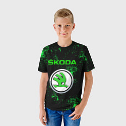 Футболка детская SKODA - ЗЕЛЕНЫЕ БРЫЗГИ, цвет: 3D-принт — фото 2
