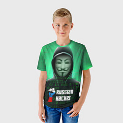 Футболка детская Russian hacker green, цвет: 3D-принт — фото 2