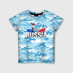 Футболка детская Russia: синий камфуляж, цвет: 3D-принт