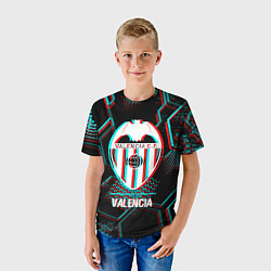 Футболка детская Valencia FC в стиле glitch на темном фоне, цвет: 3D-принт — фото 2