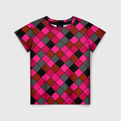 Футболка детская Розово-красный геометрический узор, цвет: 3D-принт