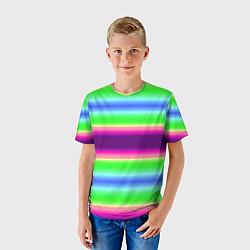 Футболка детская Яркие разноцветные размытые полосы, цвет: 3D-принт — фото 2