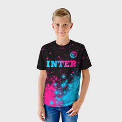 Футболка детская Inter - neon gradient: символ сверху, цвет: 3D-принт — фото 2