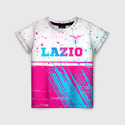 Детская футболка Lazio neon gradient style: символ сверху