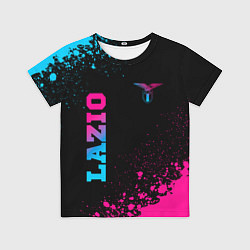 Футболка детская Lazio - neon gradient: символ и надпись вертикальн, цвет: 3D-принт