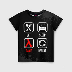 Футболка детская Eat, sleep, Half-Life, repeat, цвет: 3D-принт