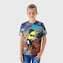 Футболка детская Барт Симпсон в тёмных очках на фоне граффити, цвет: 3D-принт — фото 2