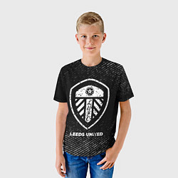 Футболка детская Leeds United с потертостями на темном фоне, цвет: 3D-принт — фото 2