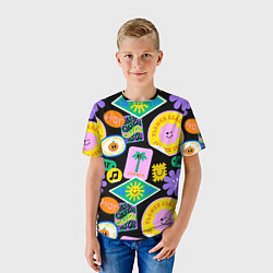 Футболка детская Летние наклейки pop-art паттерн, цвет: 3D-принт — фото 2