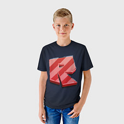Футболка детская Roblox red - Роблокс полосатый логотип, цвет: 3D-принт — фото 2