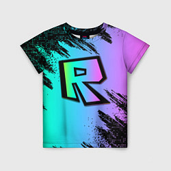 Футболка детская Roblox neon logo, цвет: 3D-принт