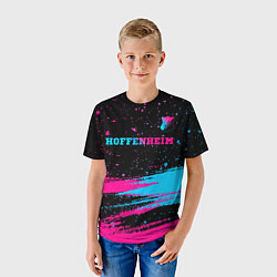 Футболка детская Hoffenheim - neon gradient: символ сверху, цвет: 3D-принт — фото 2