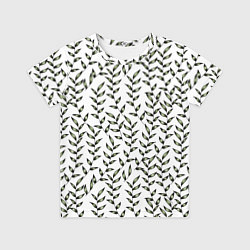 Детская футболка Зеленые лианы на белом, паттерн