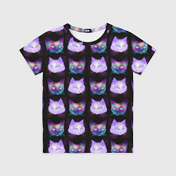 Футболка детская Неоновые кошачьи морды, цвет: 3D-принт