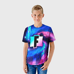 Футболка детская Fortnite неоновый космос, цвет: 3D-принт — фото 2