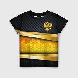 Футболка детская Black & gold - герб России, цвет: 3D-принт