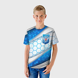 Футболка детская Синий герб России на объемном фоне, цвет: 3D-принт — фото 2