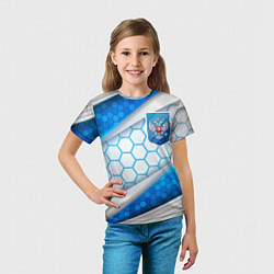 Футболка детская Синий герб России на объемном фоне, цвет: 3D-принт — фото 2
