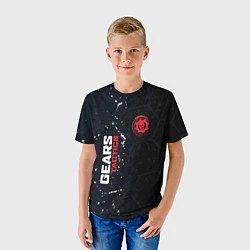 Футболка детская Gears of War красно-белой лого на темном фоне, цвет: 3D-принт — фото 2