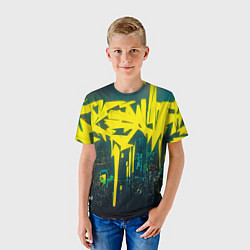 Футболка детская Киберпанк надпись, цвет: 3D-принт — фото 2