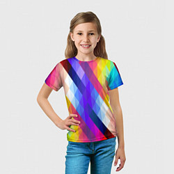 Футболка детская Разноцветный геометрический узор, цвет: 3D-принт — фото 2