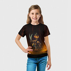 Футболка детская Пугало с ножницами - Halloween, цвет: 3D-принт — фото 2