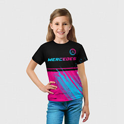 Футболка детская Mercedes - neon gradient: символ сверху, цвет: 3D-принт — фото 2