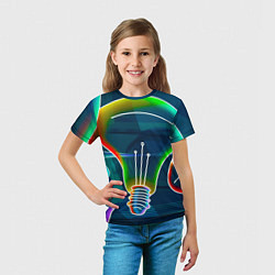Футболка детская Неоновые лампы - коллаж, цвет: 3D-принт — фото 2