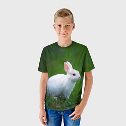 Футболка детская Кролик на фоне травы, цвет: 3D-принт — фото 2